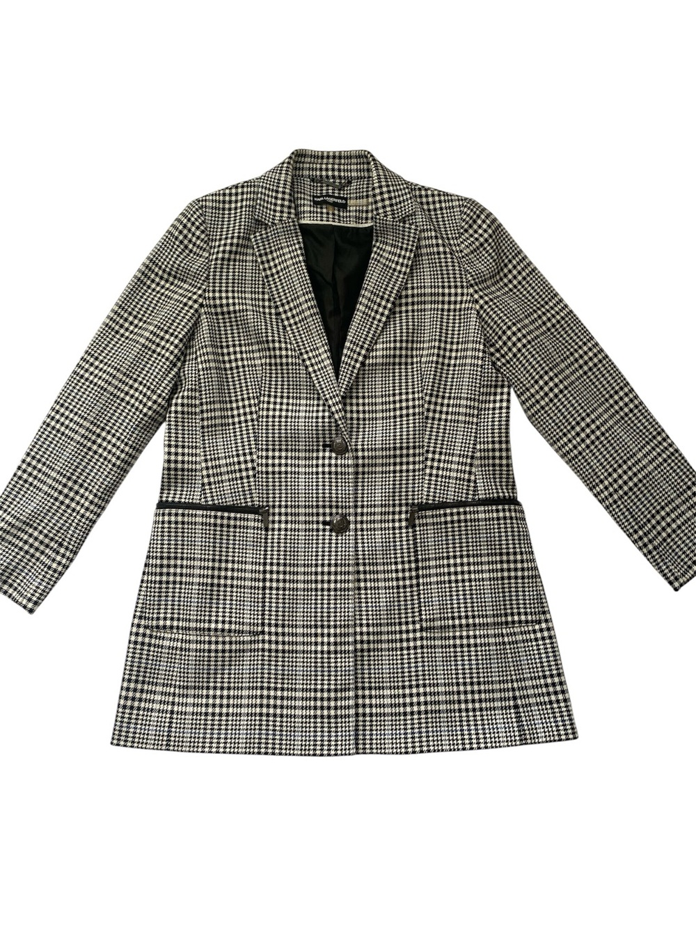 Karl Lagerfeld Black and White Plaid Blazer Jacket